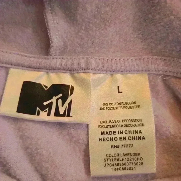 MTV Logo Hoodie size Large Purple - Picture 4 of 6
